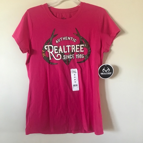 NEW Authentic Real Tree Tee Shirt. Fuchsia pink. Medium. - Picture 1 of 1